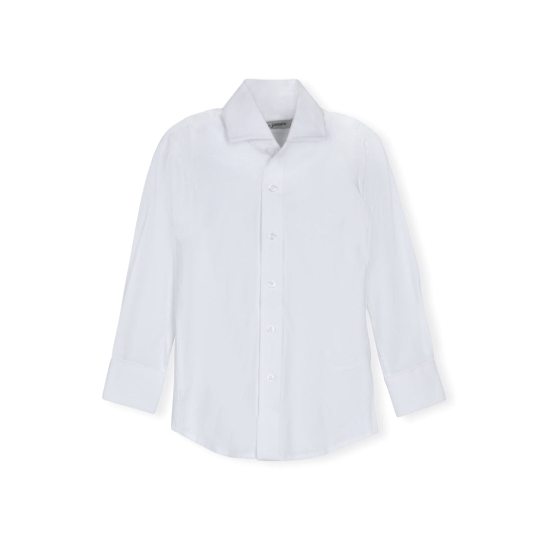 White Stretch Button Down Shirt