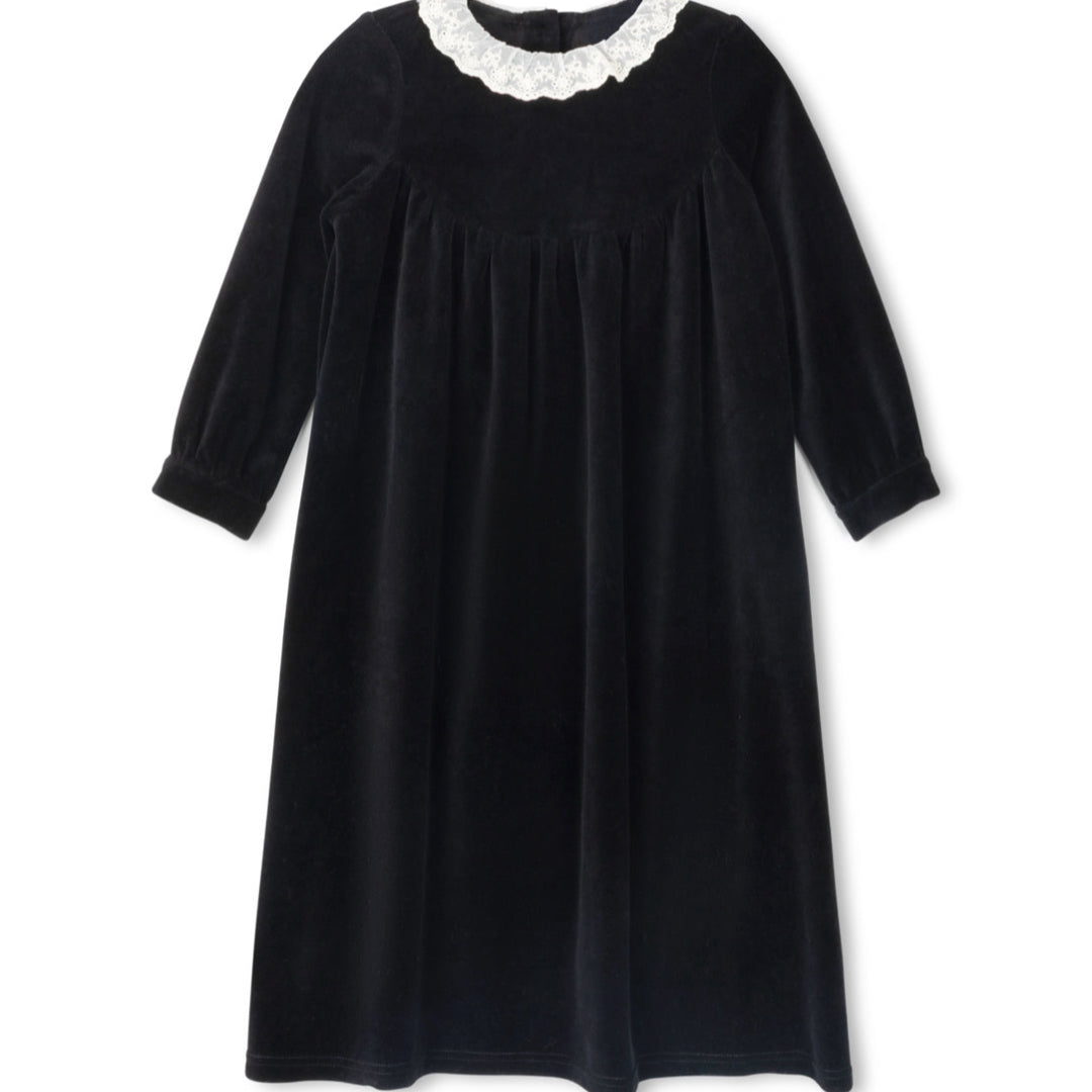 Black Lace Collar Velour Robe