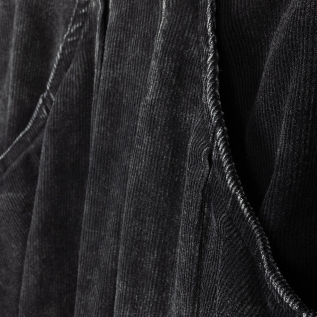 Black Tray Corduroy Sweatshirt +Skirt Set