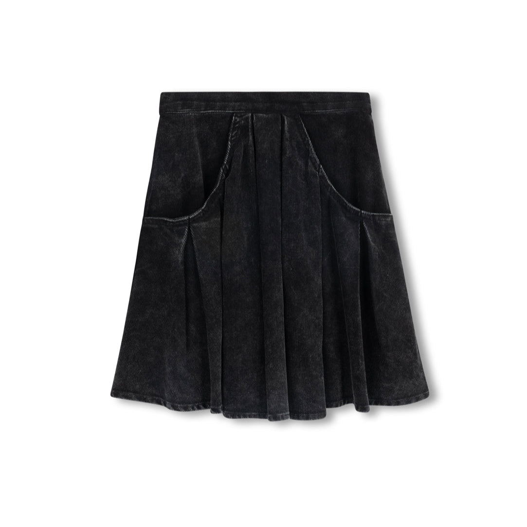 Black Tray Corduroy Skirt