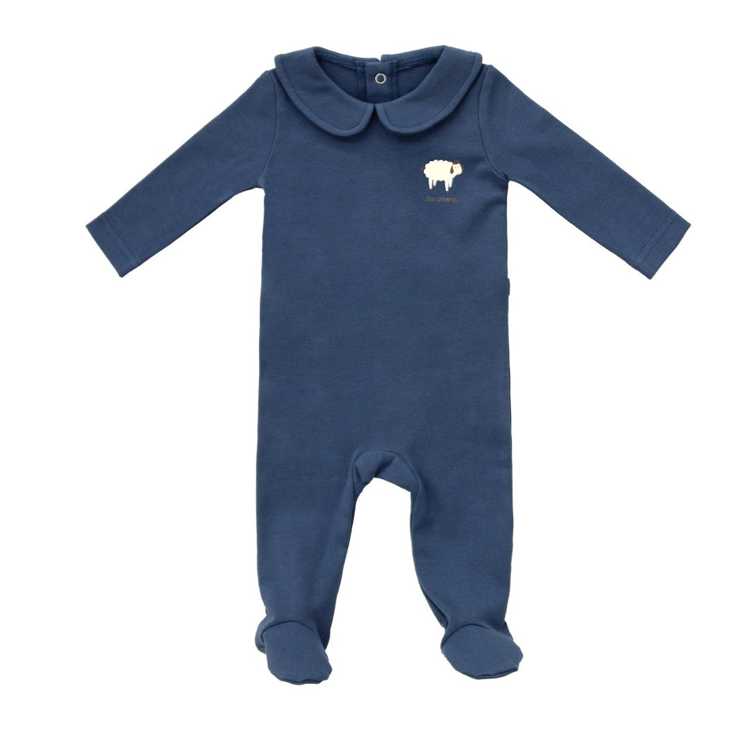 Navy Collared Footie