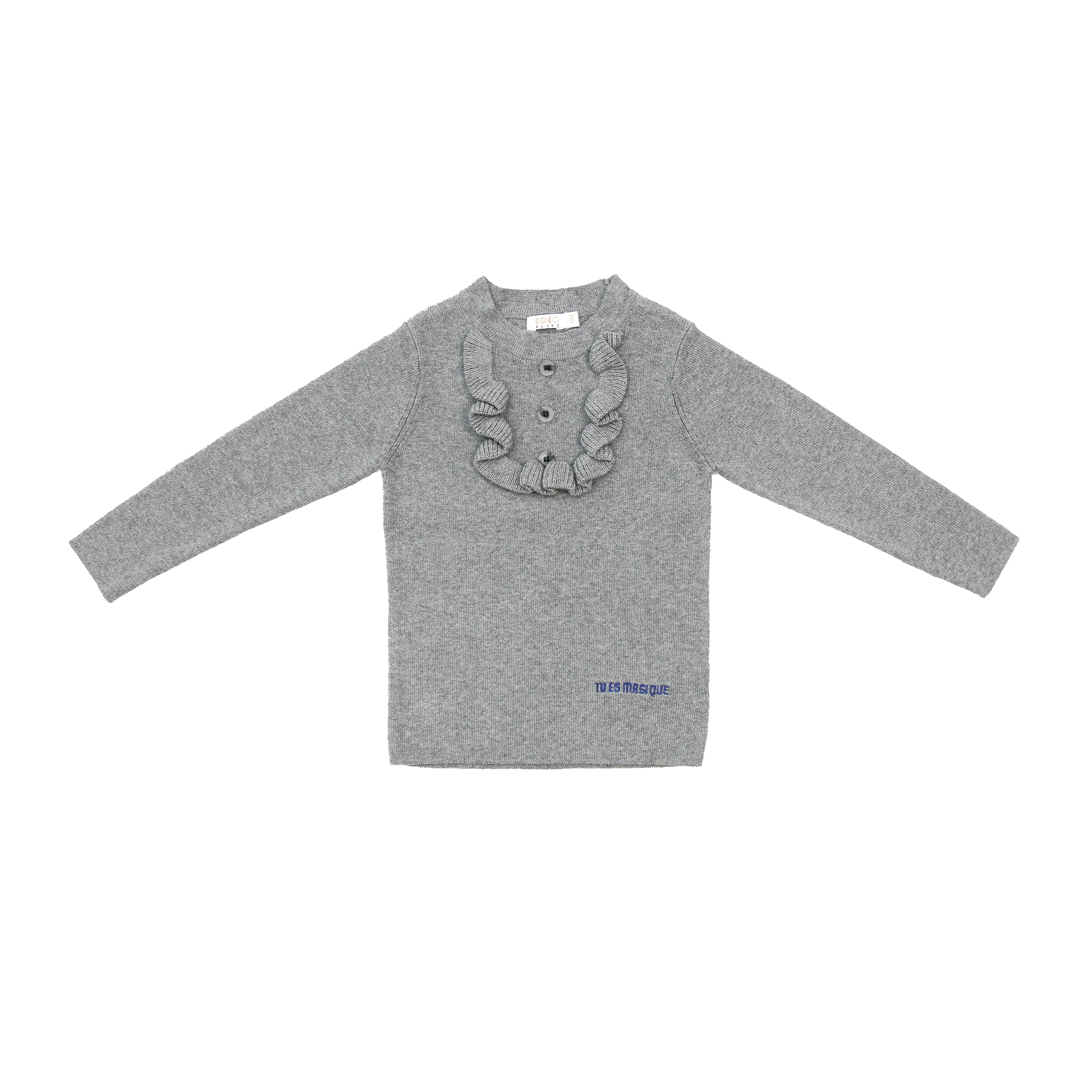 Grey Ruffle Bib Sweater