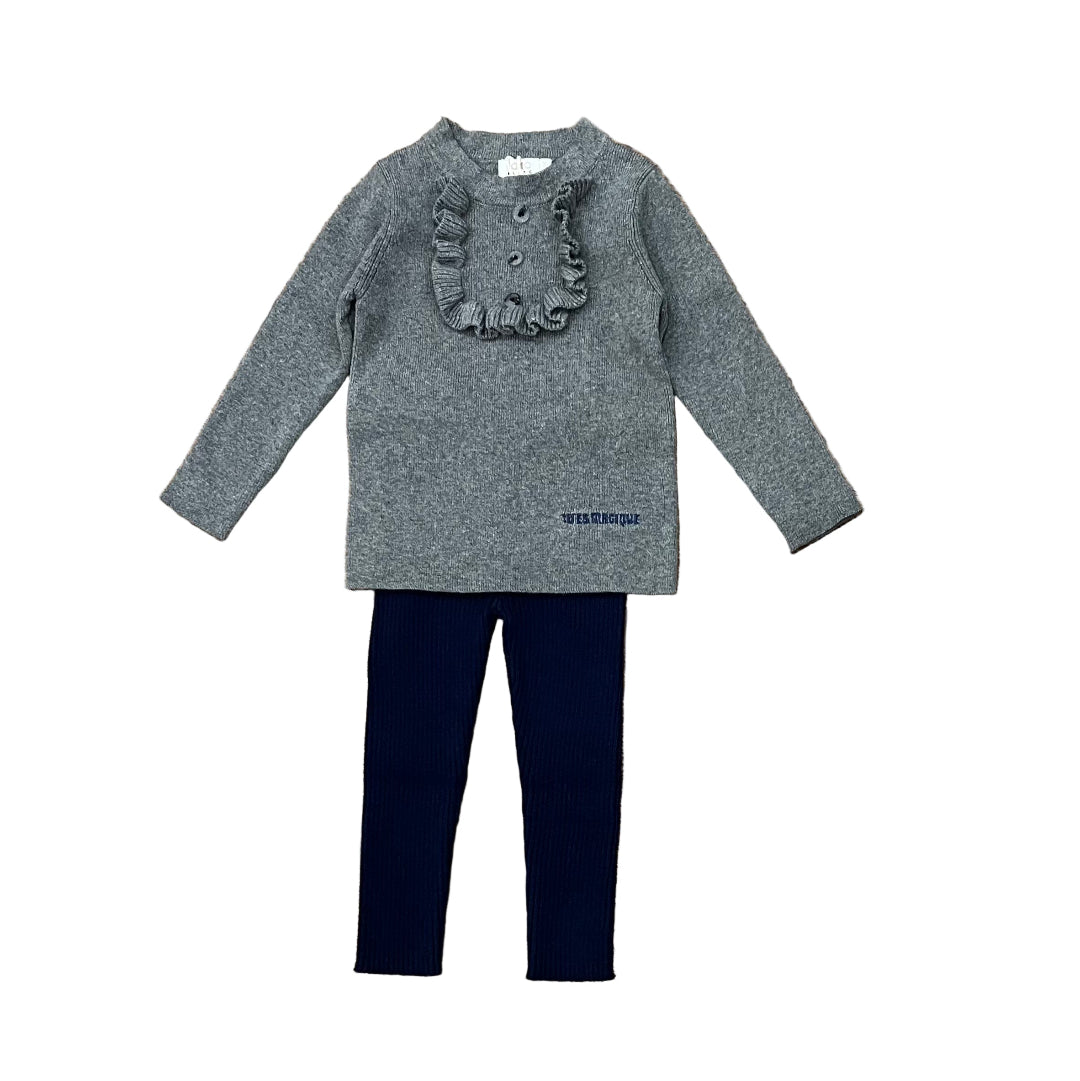 Grey Ruffle Bib Legging Set