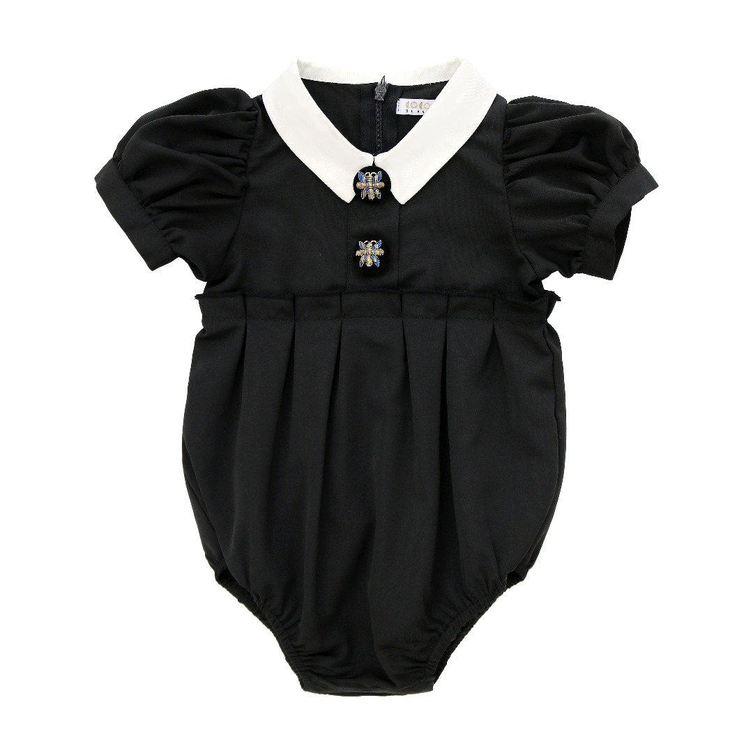 Black Taffeta Romper