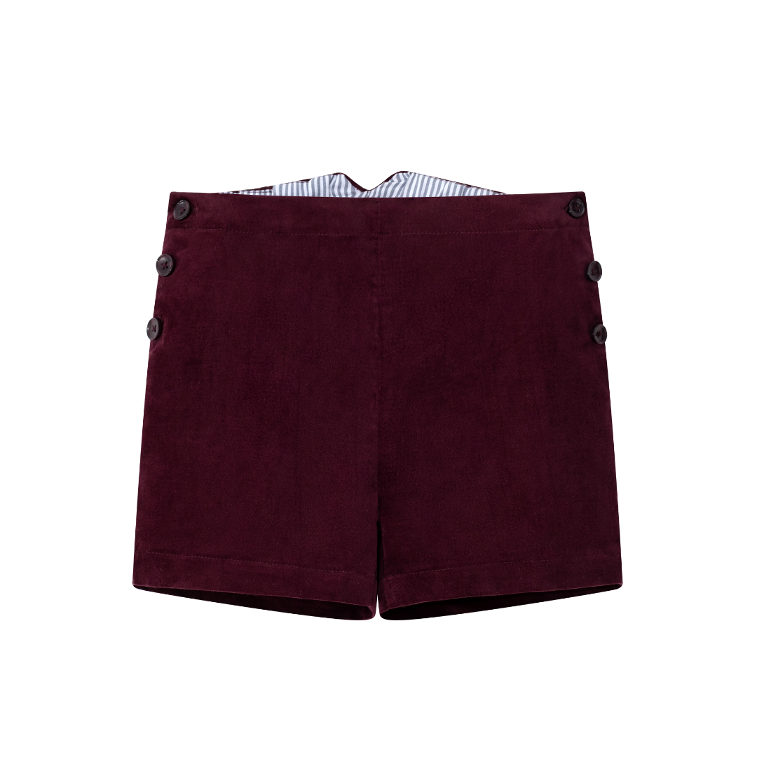 Burgundy Double Breasted Shorts