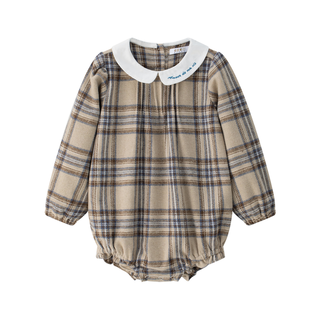 Blue Plaid Girl Romper