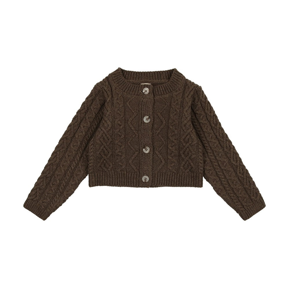 Heather Brown Cable Knit Cardigan