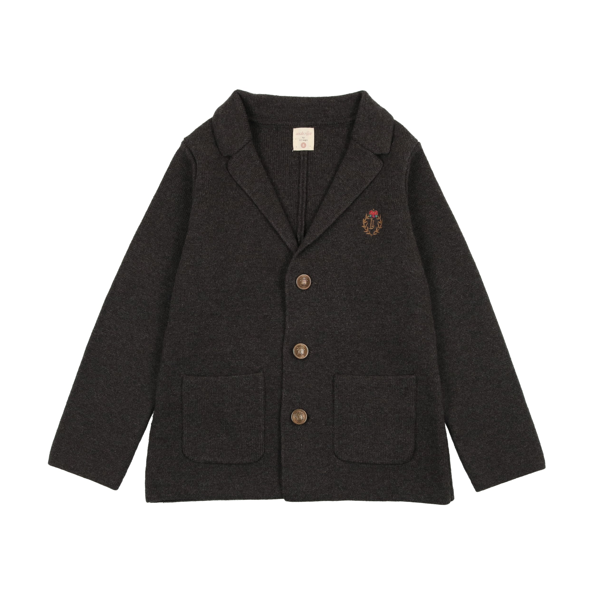 Dark Grey Knit Crest Blazer