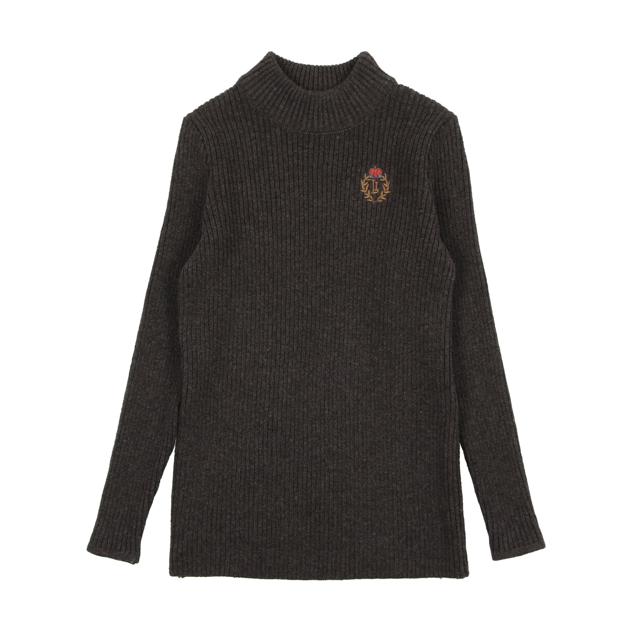 Grey Crest Knit Mockneck