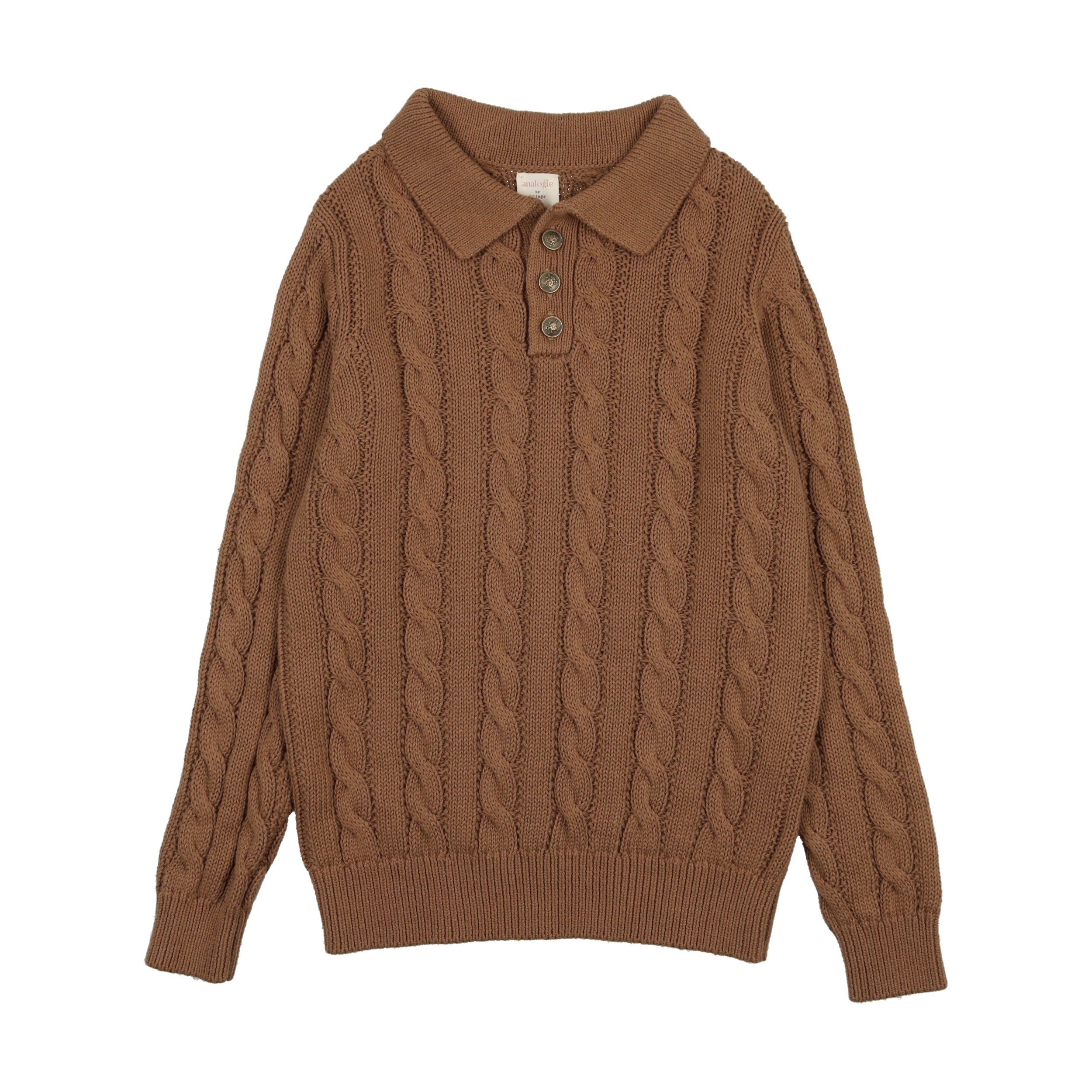 Camel Cable Knit Polo