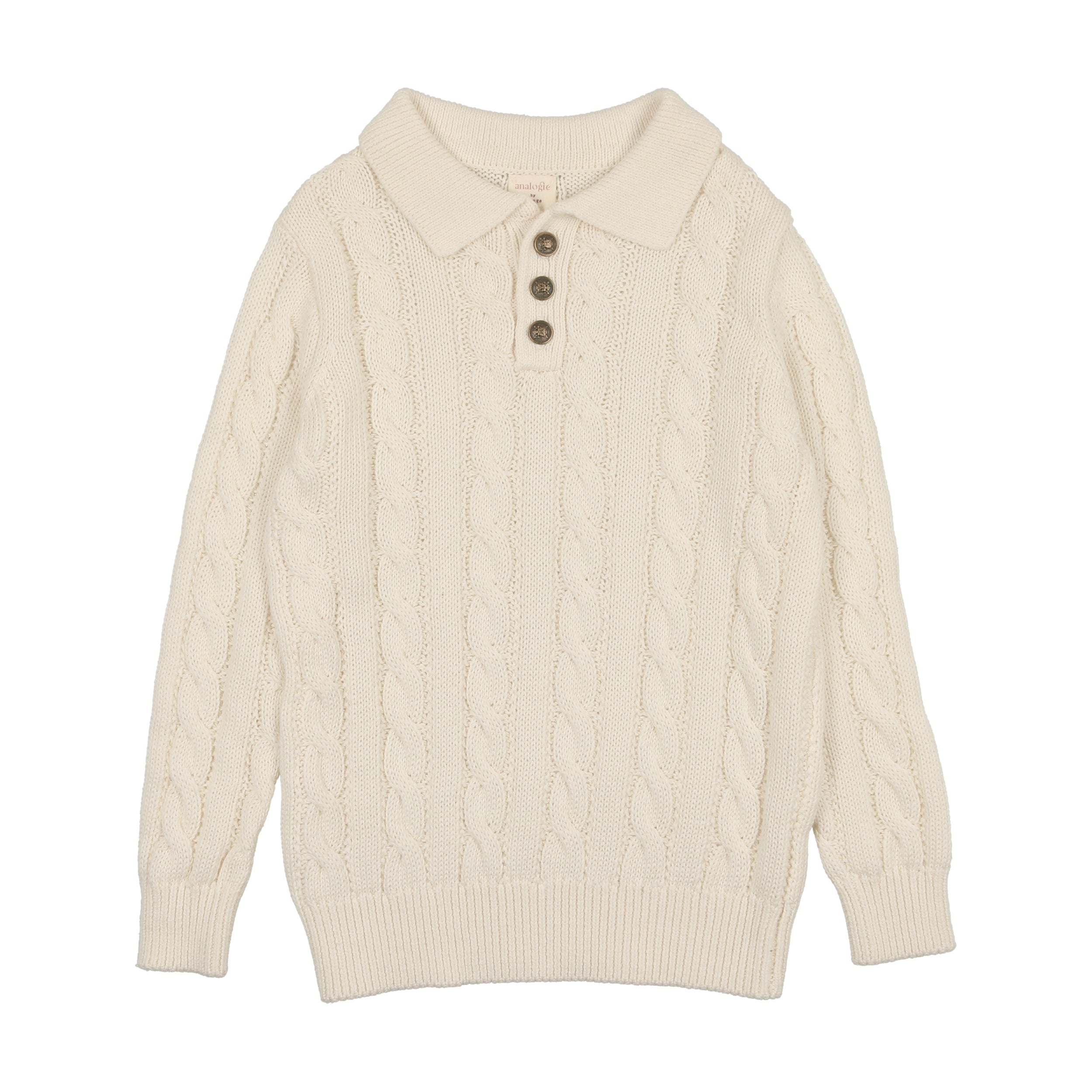 Cream Cable Knit Polo