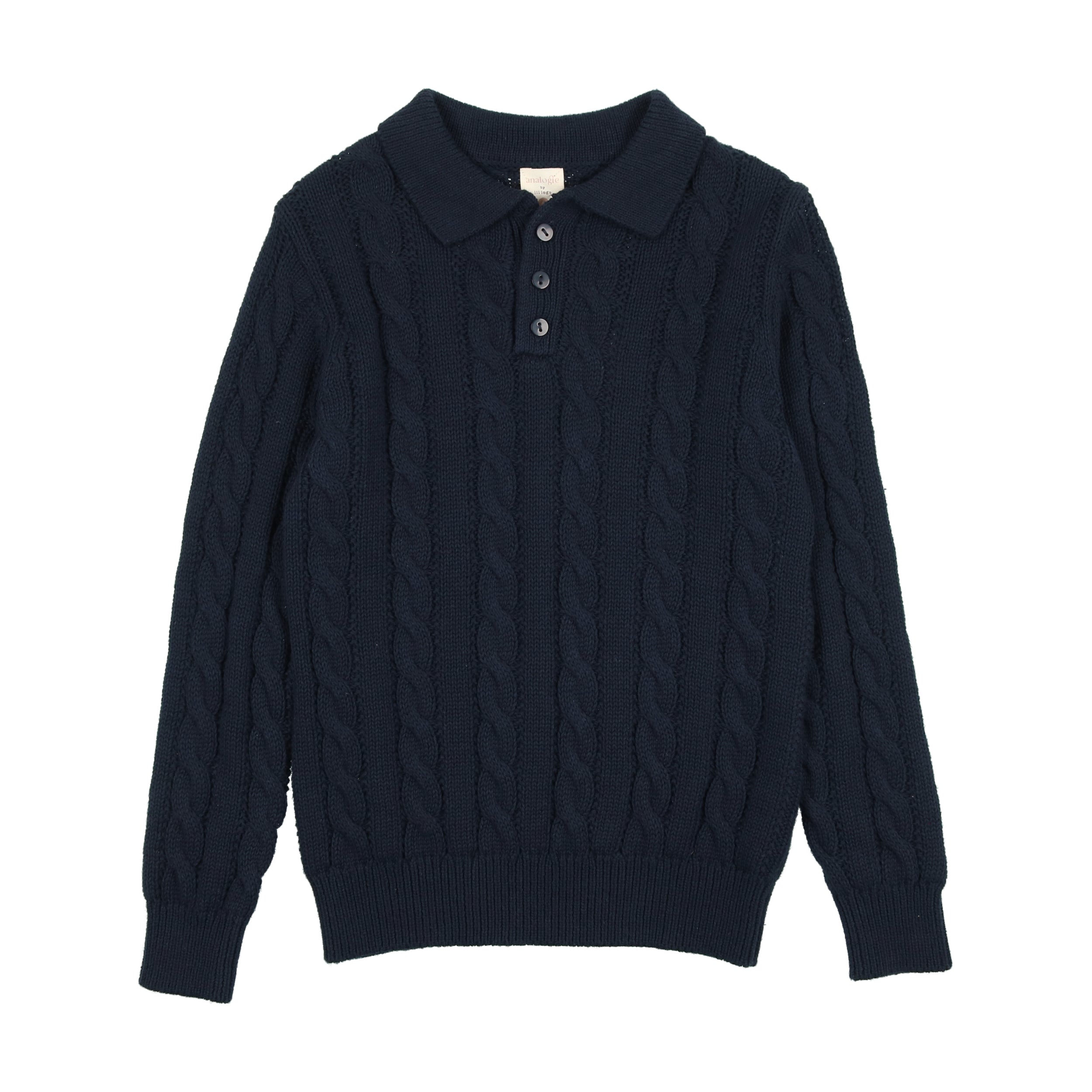 Navy Cable Knit Polo