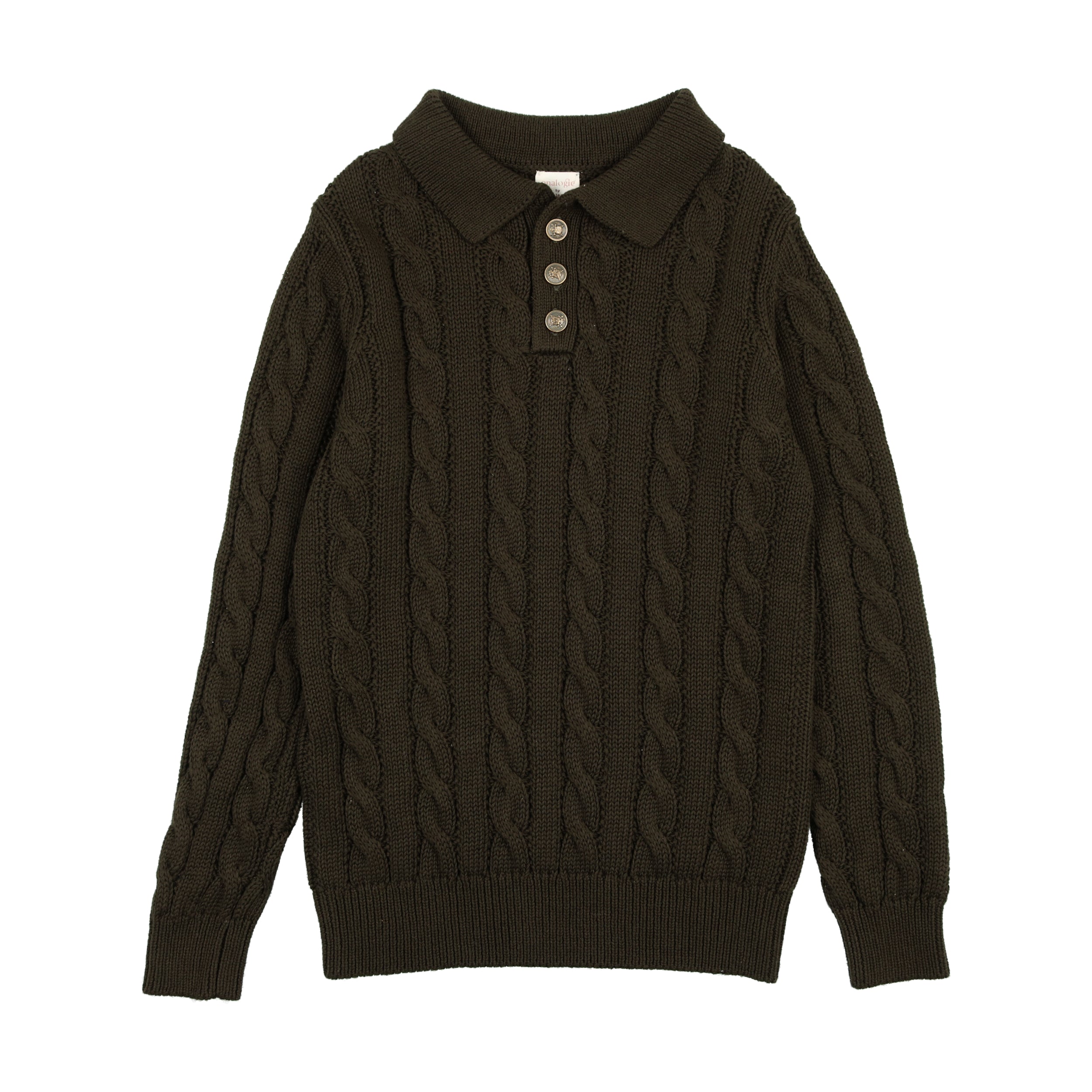 Olive Cable Knit Polo