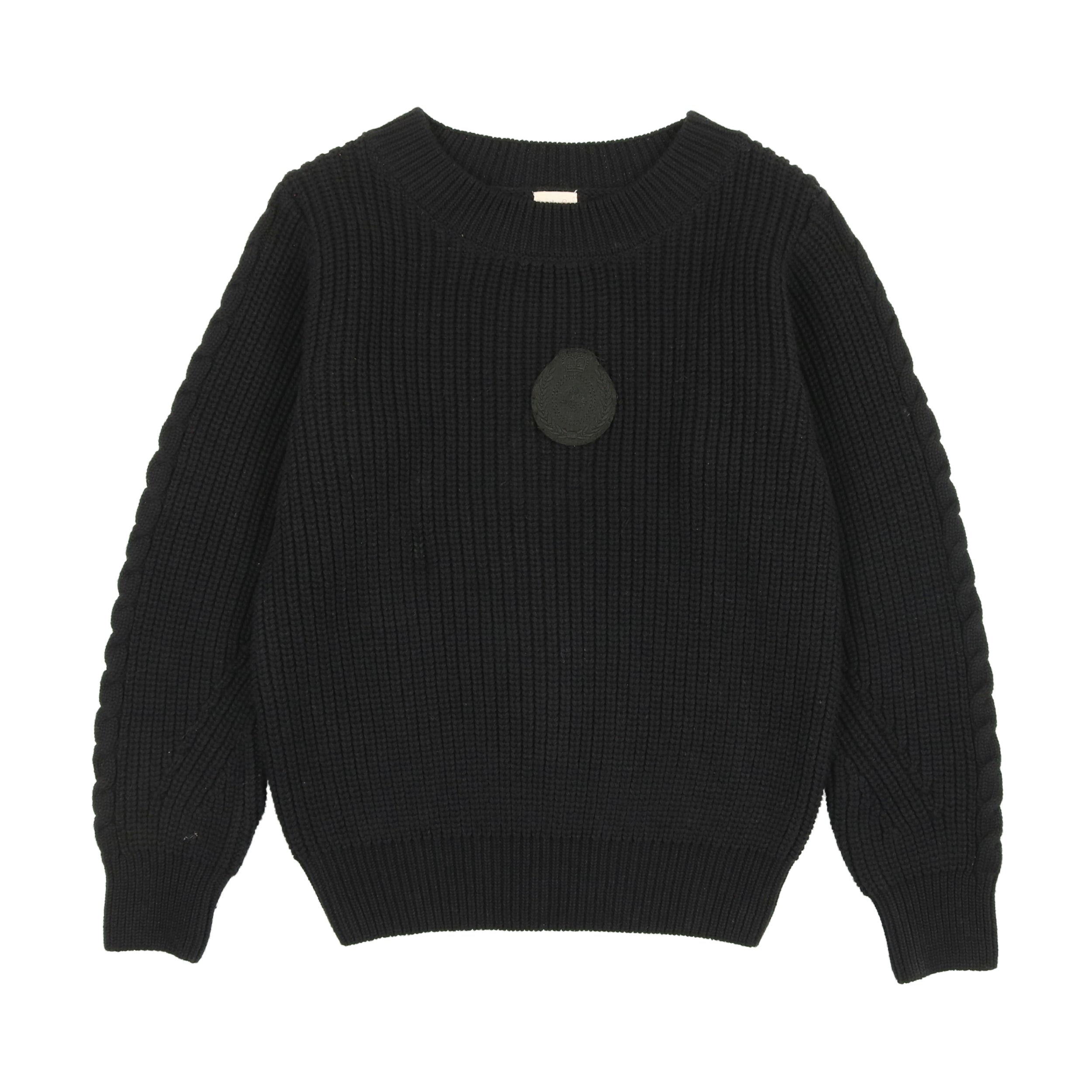 Black Chunky Crest Knit Sweater