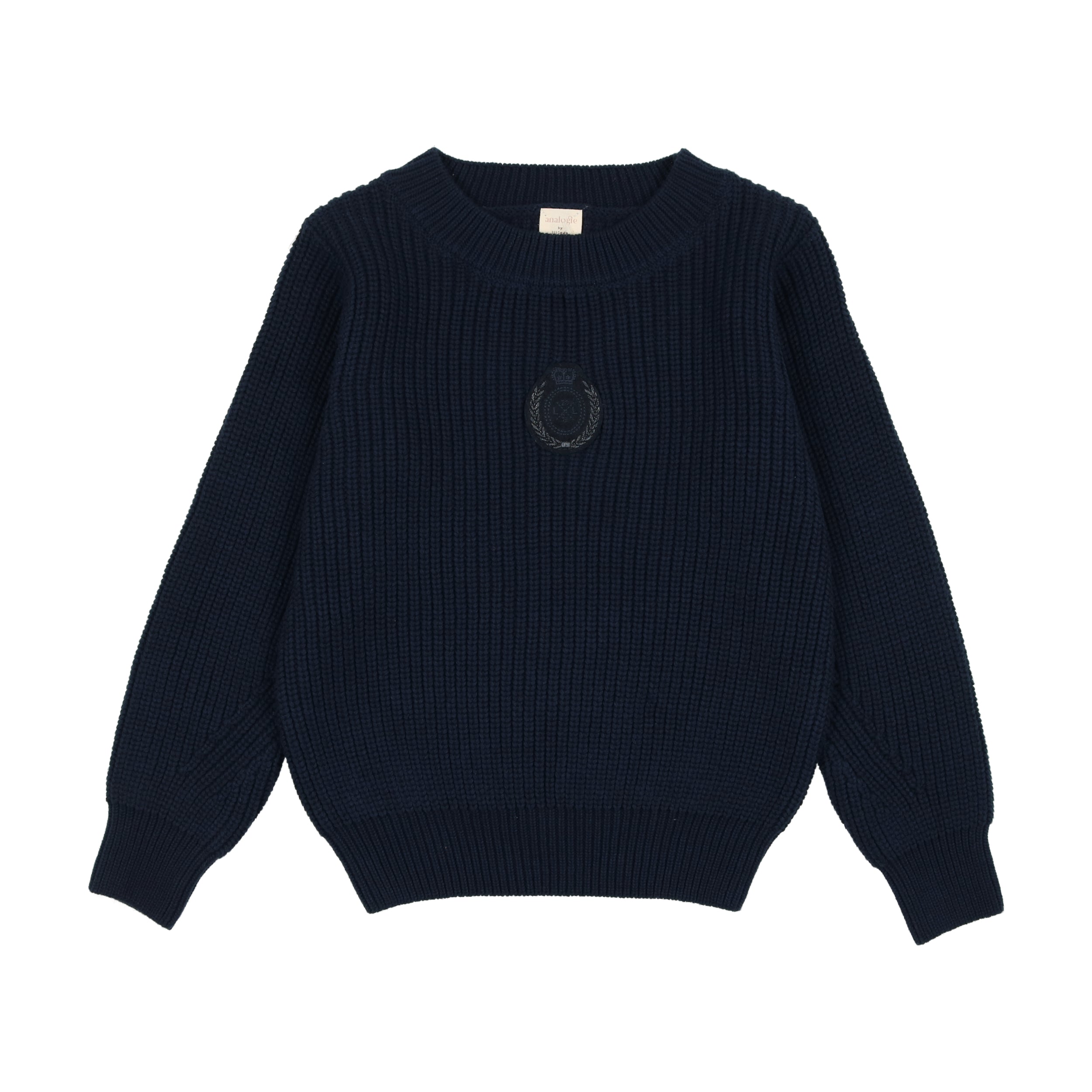 Navy Chunky Crest Knit Sweater