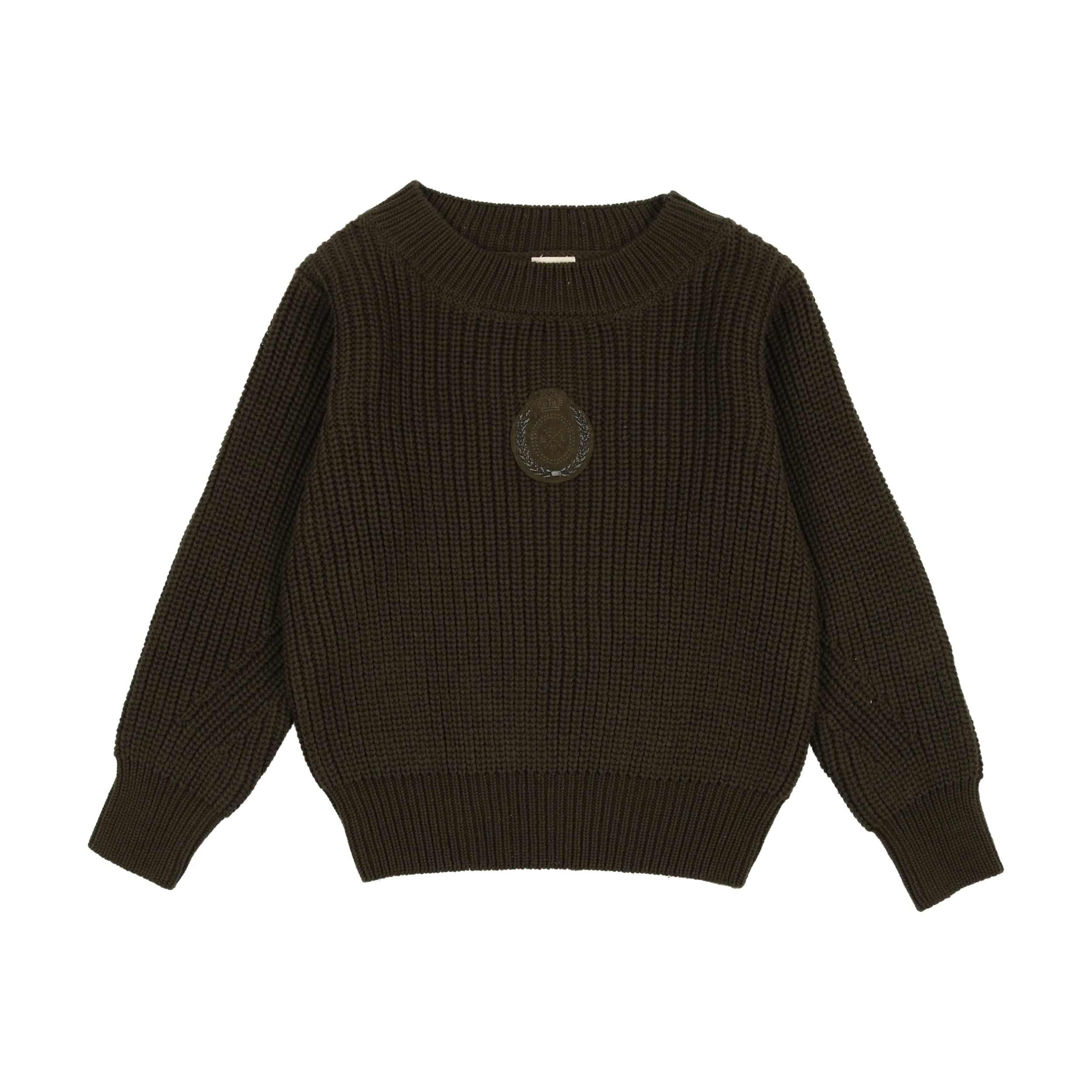 Olive Chunky Crest Knit Sweater