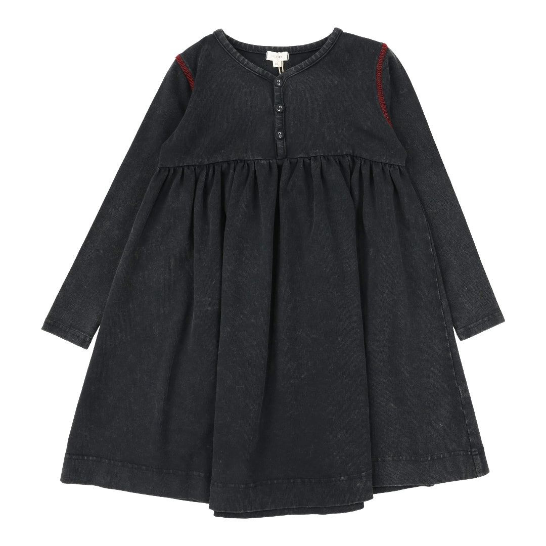 Black Wash Contrast Stitch Dress