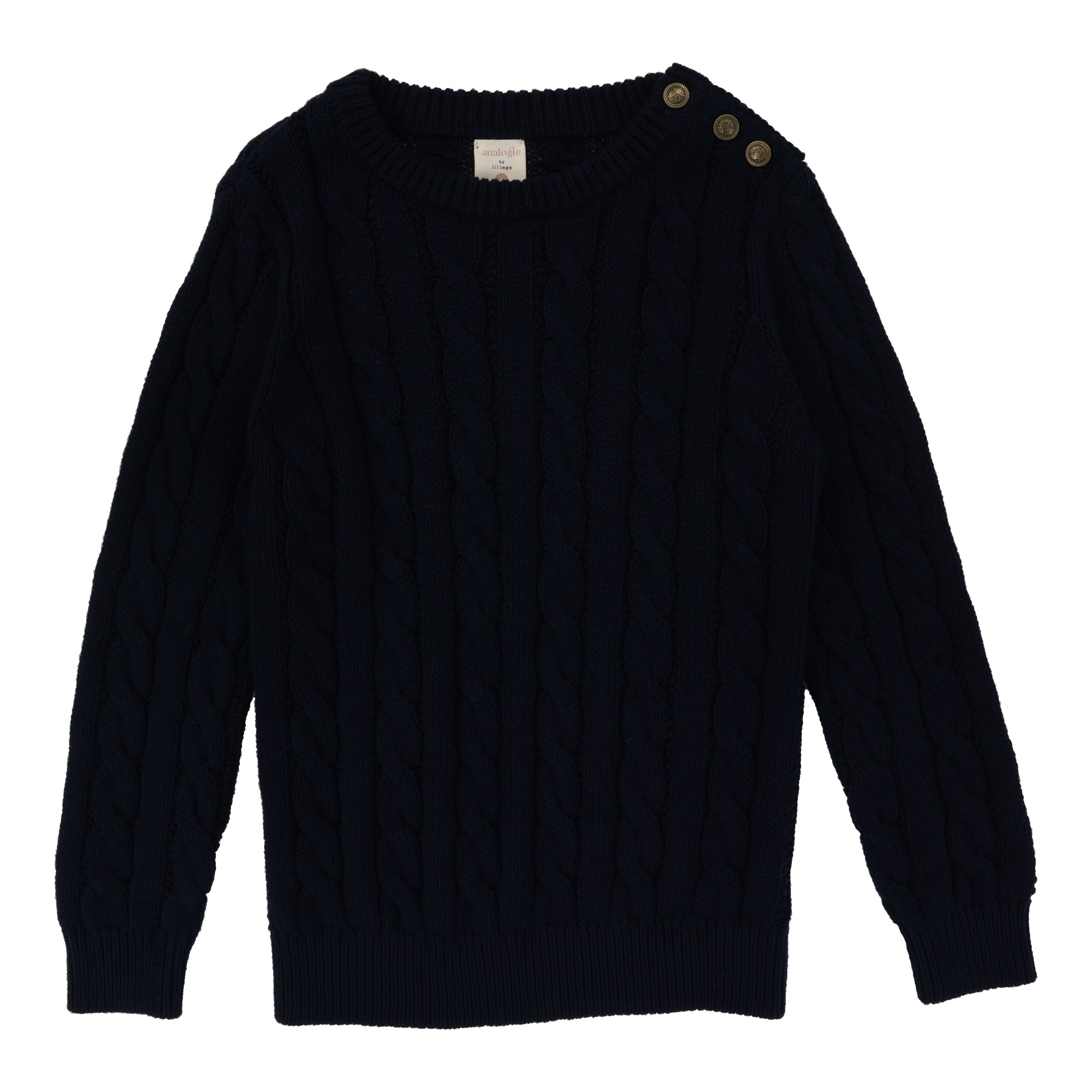 Navy Cable Crewneck Sweater