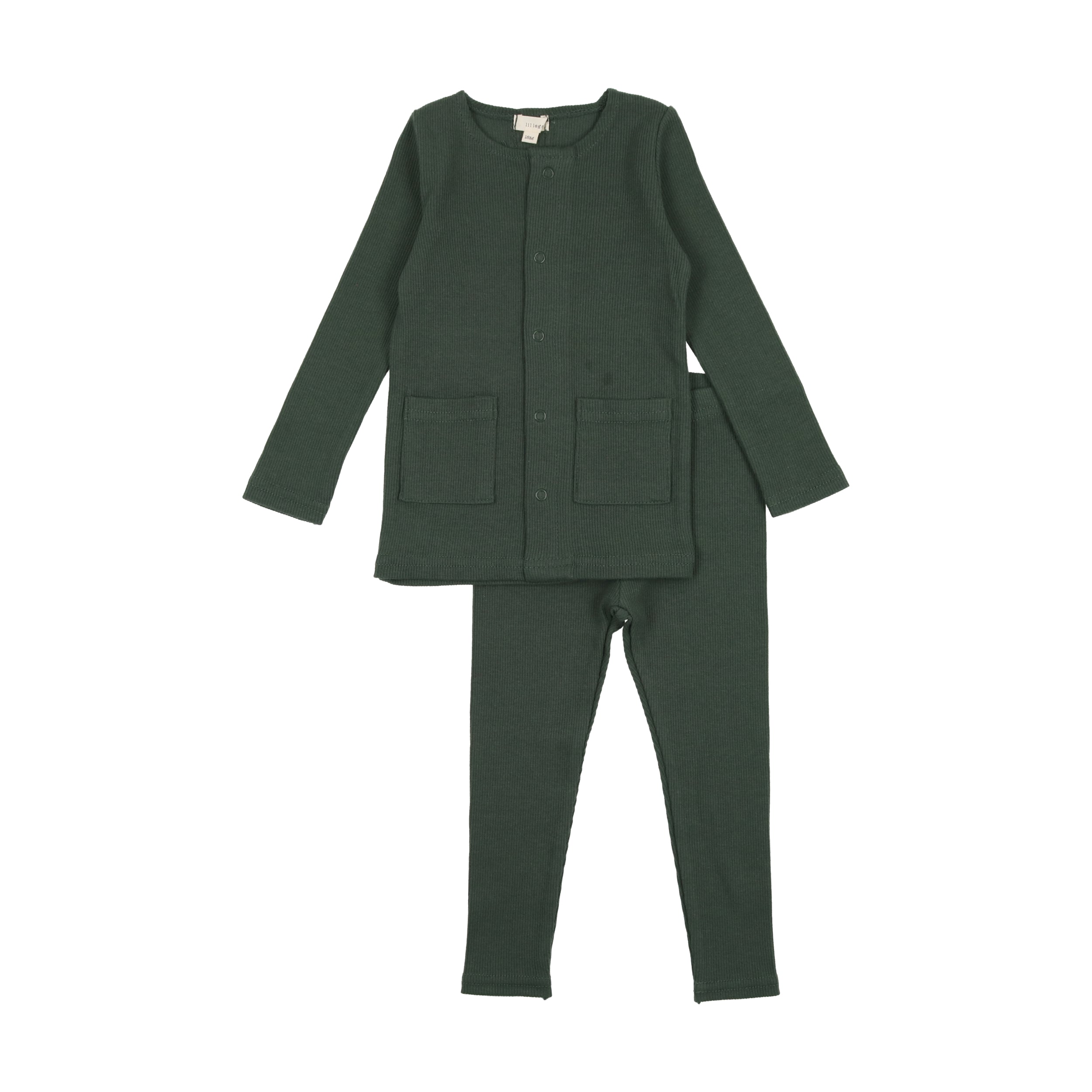 Green Ribbed Cardigan Set