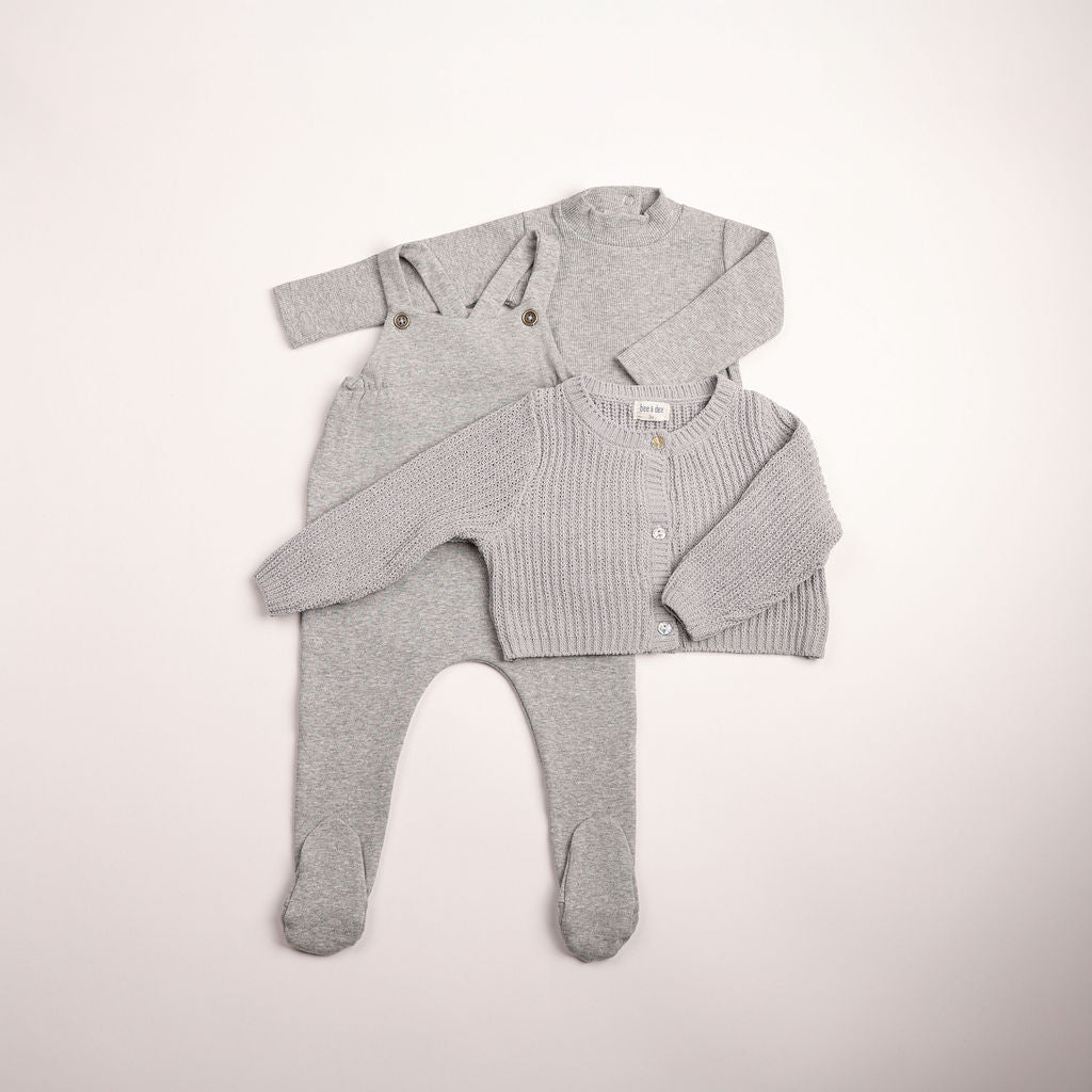 Mid Grey Chenille Cardigan Overall Set