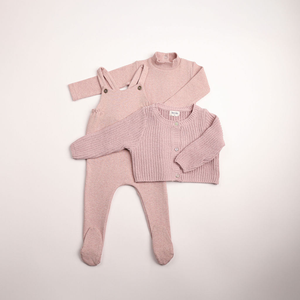 Tea Rose Chenille Cardigan Overall Set