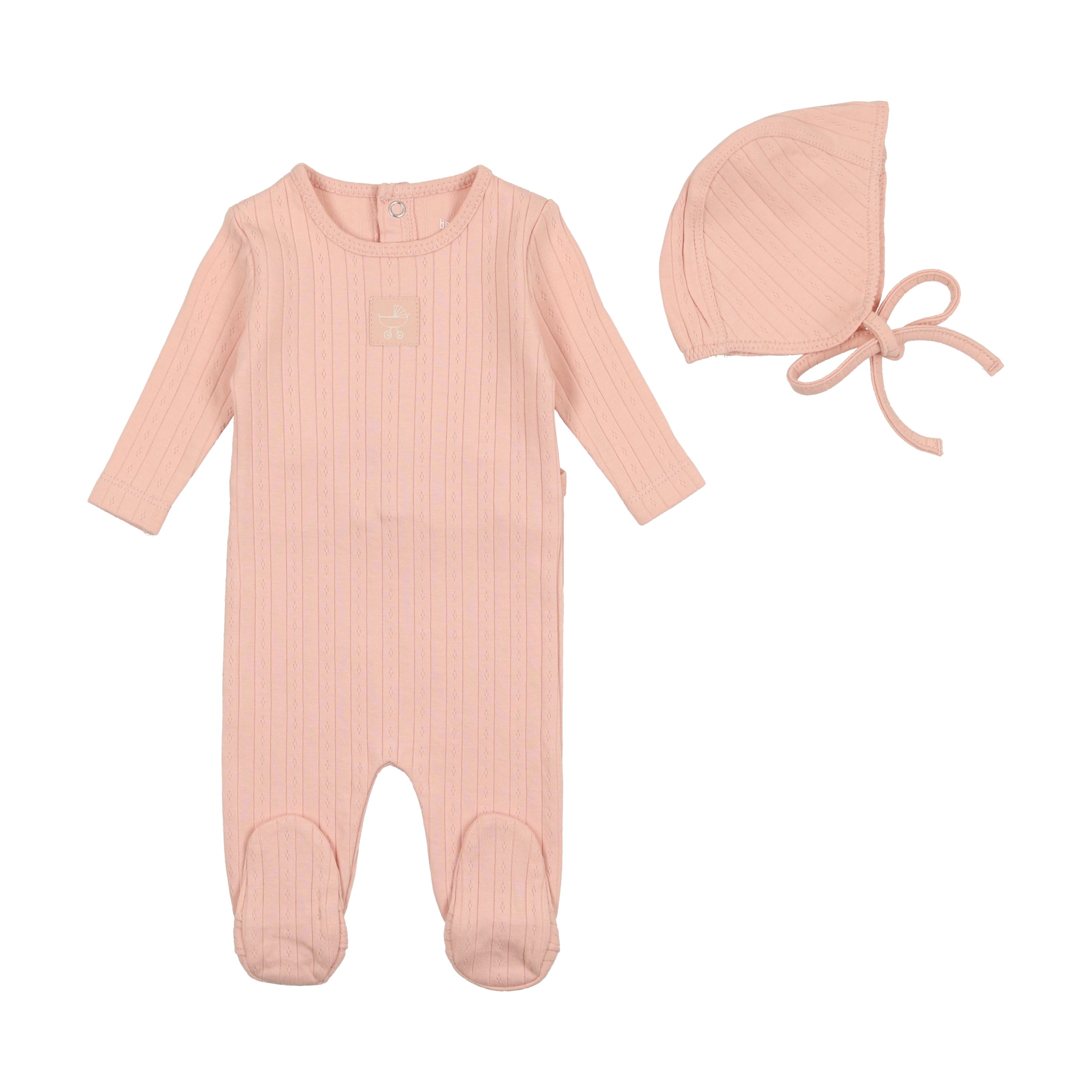 Dusty Pink Classic Pointelle Footie & Bonnet Set