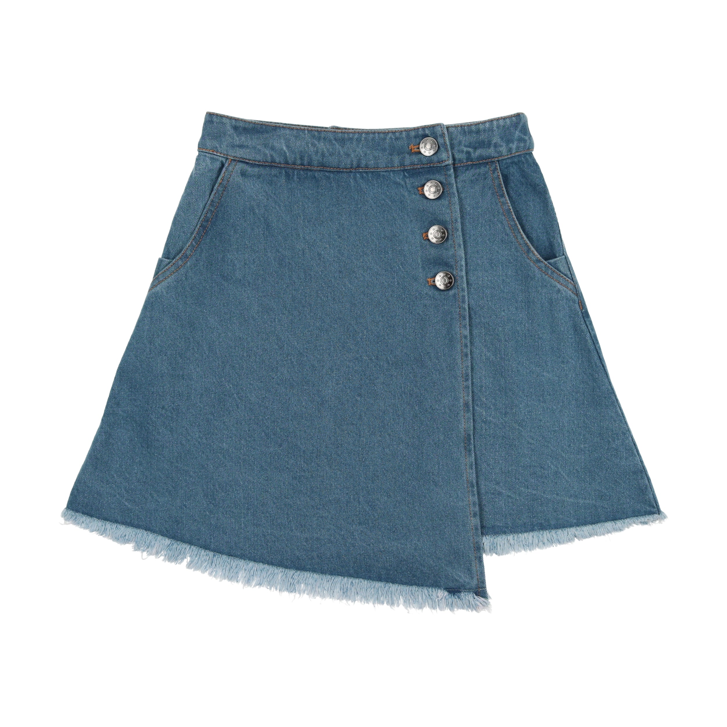 Blue Denim Button Skirt