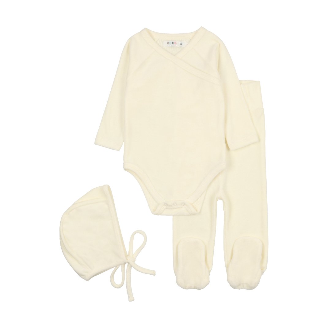 Cream Velour Wrap Set