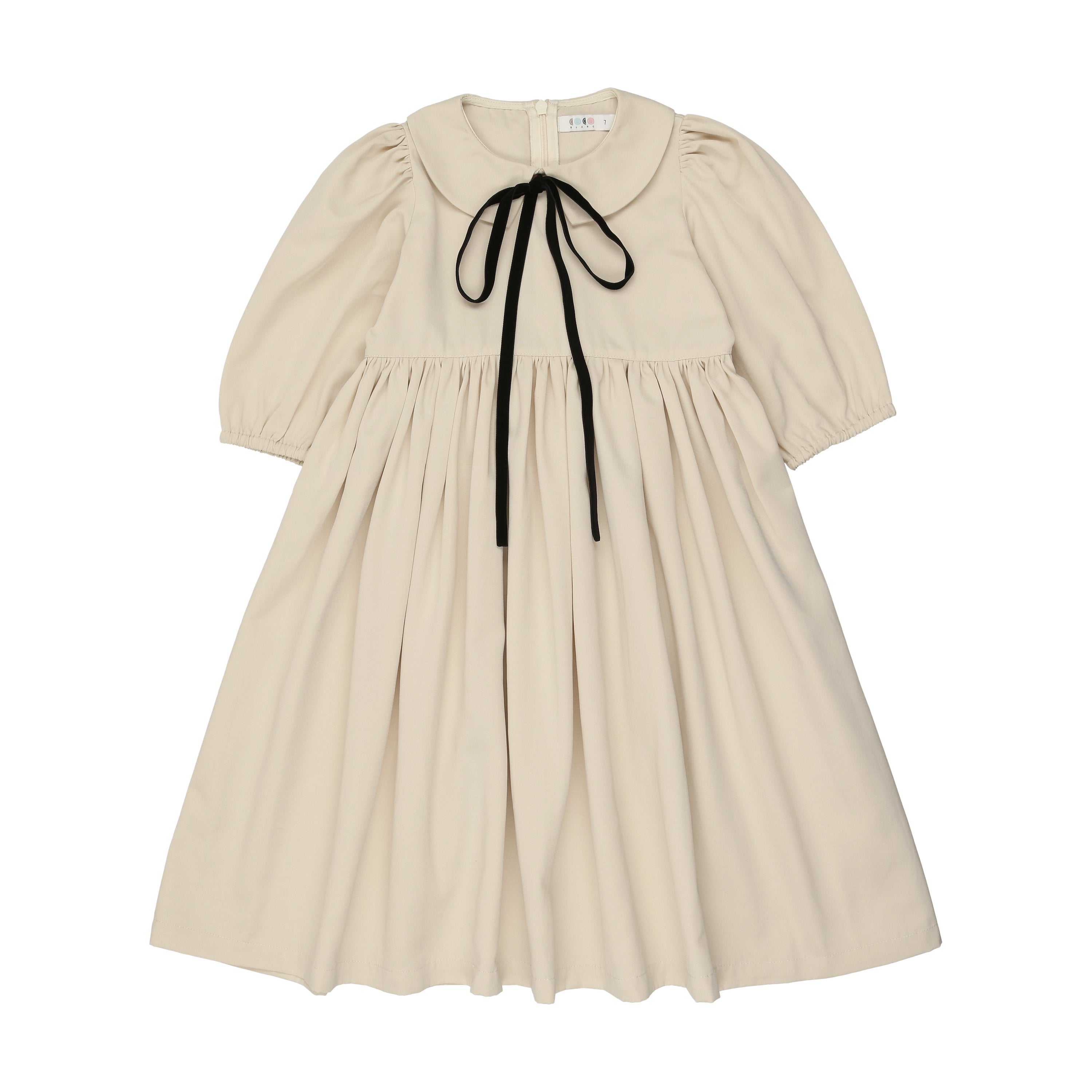 Cream Taffeta Structured Dress with Ribbon