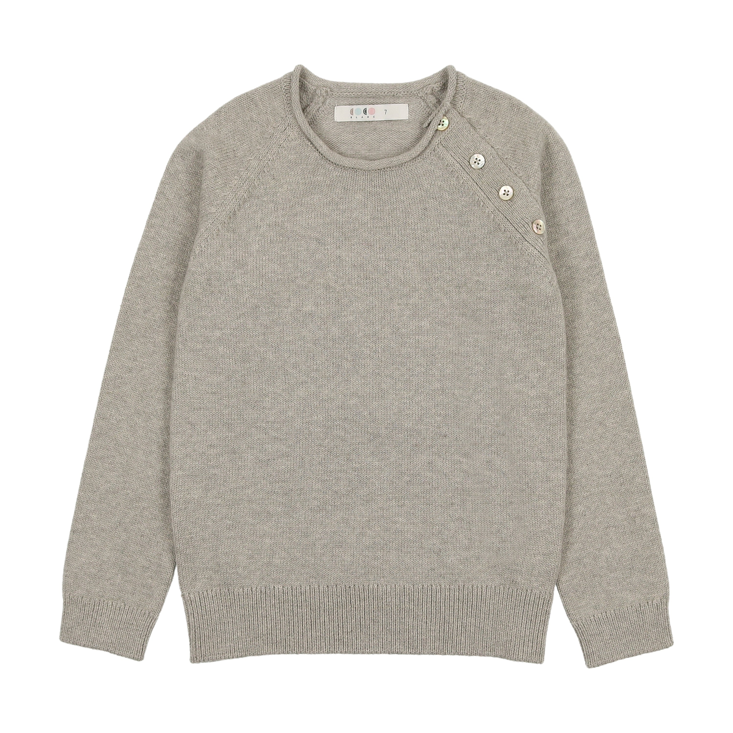 Light Grey Crew Button Sweater