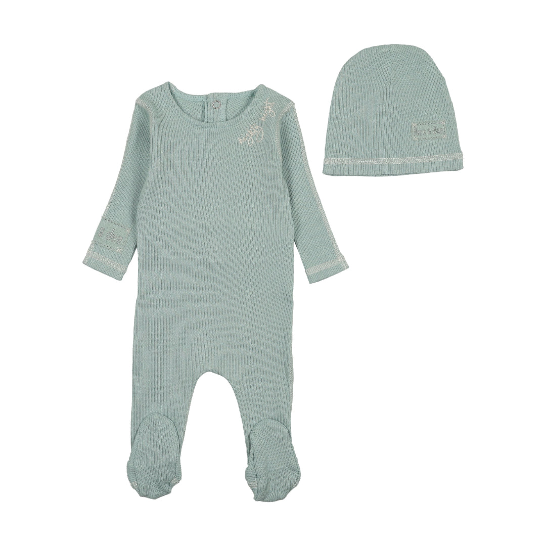 Aqua Contrast Footie/Beanie