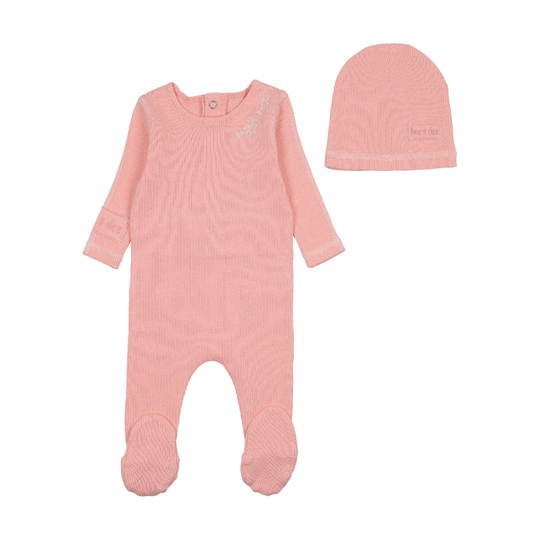 Coral Contrast Footie/Beanie