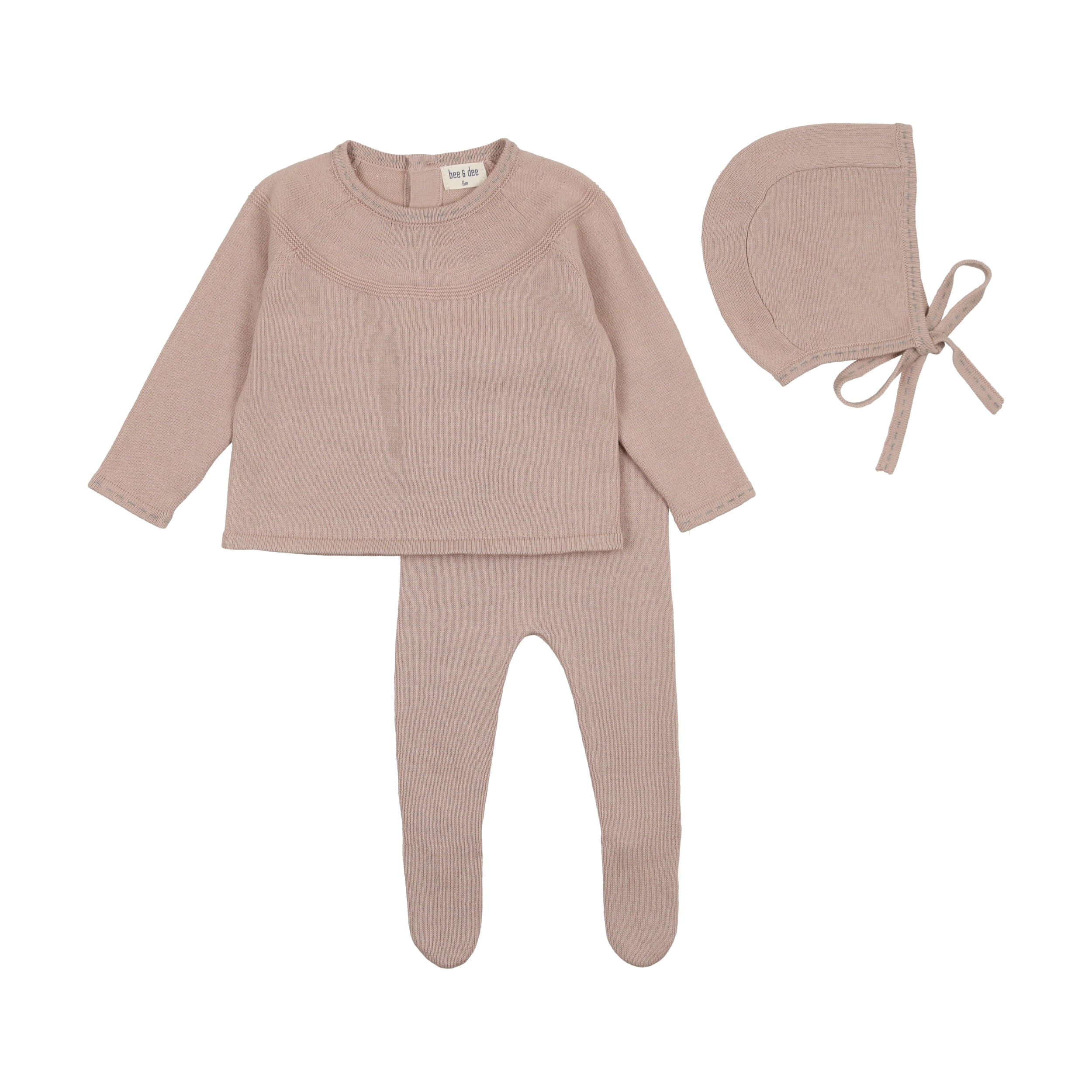 Cinnamon Pink Contrast Stitch Knit Outfit