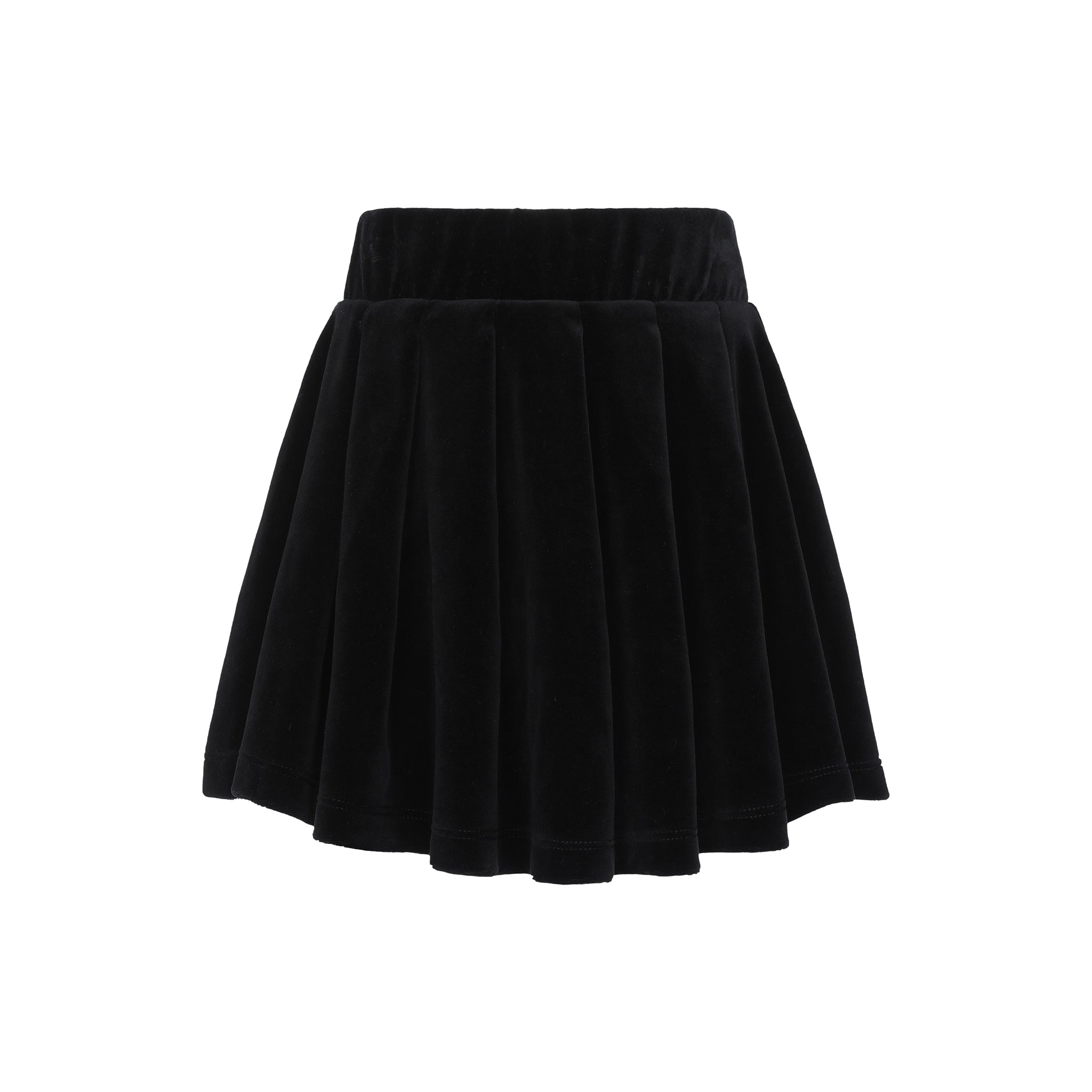 Black Velour Pleated Skirt