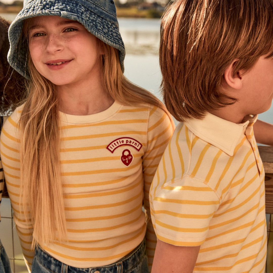 Yellow/ Ivory Classic Striped Long Sleeve Tee