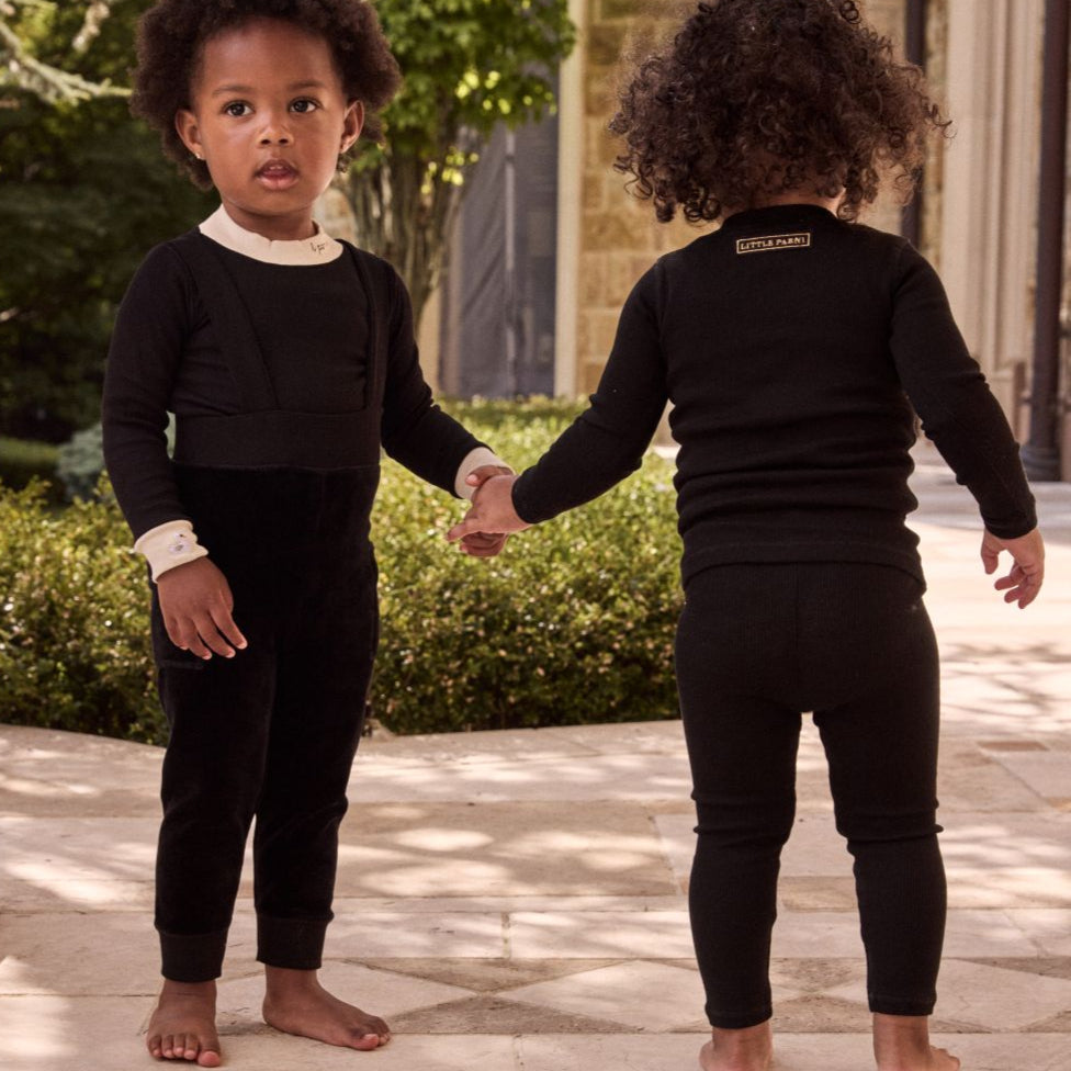 Black Velour Overall Set