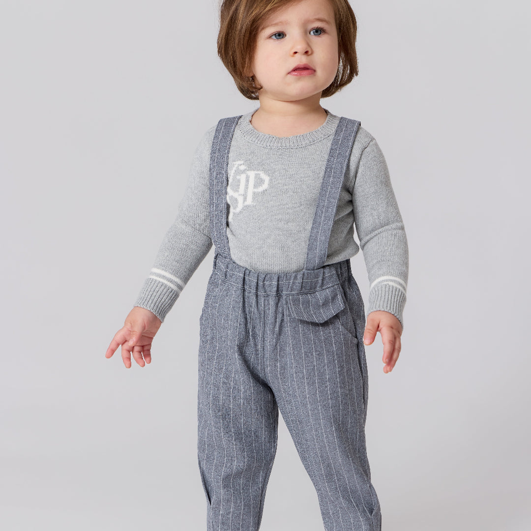 Grey Oscar Pinstripe Harem Pant