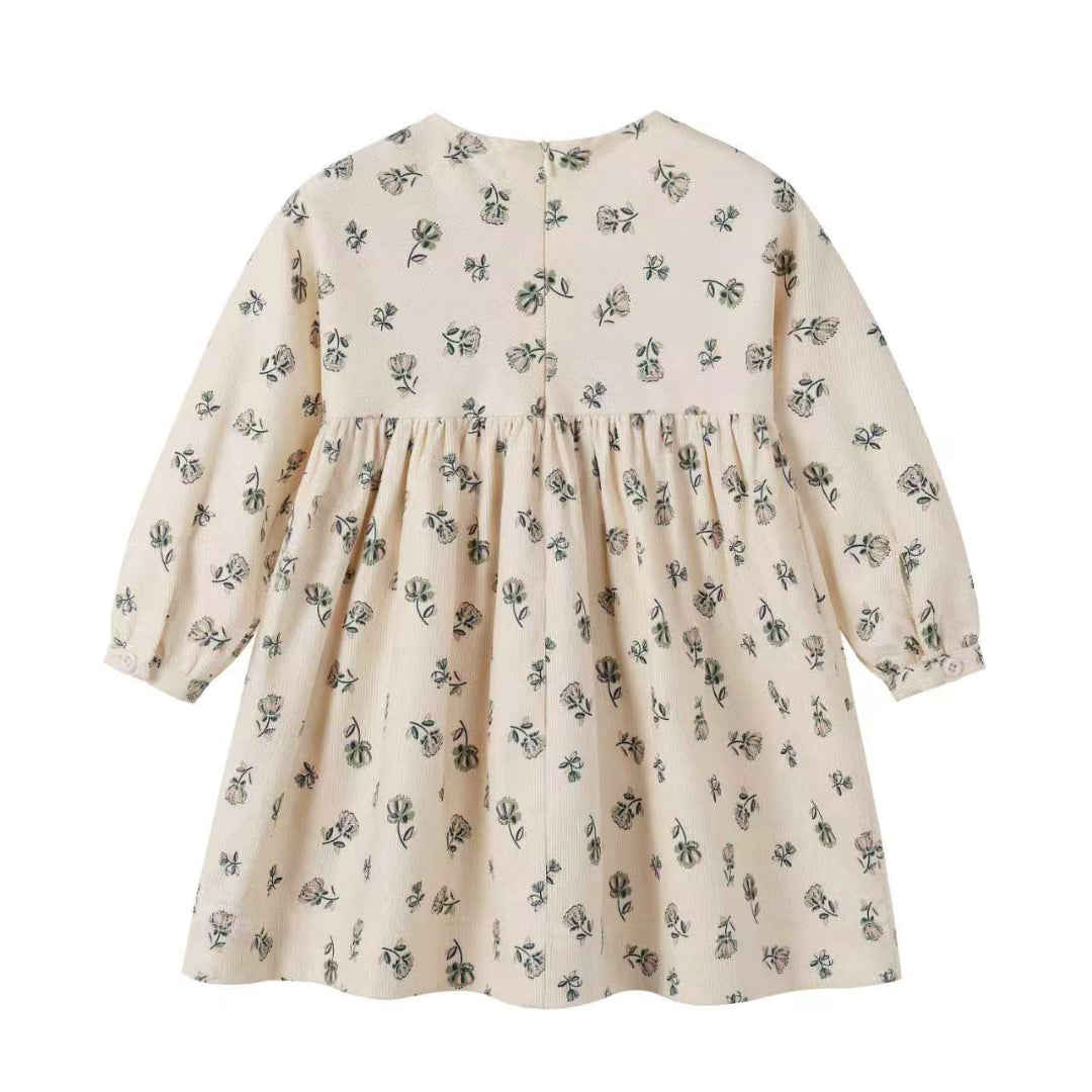 Corduroy Cream Floral Dress