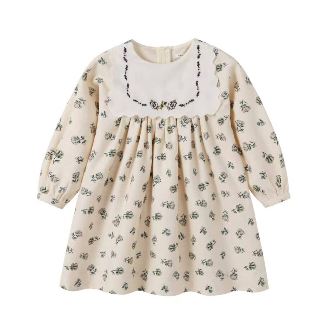 Corduroy Cream Floral Dress