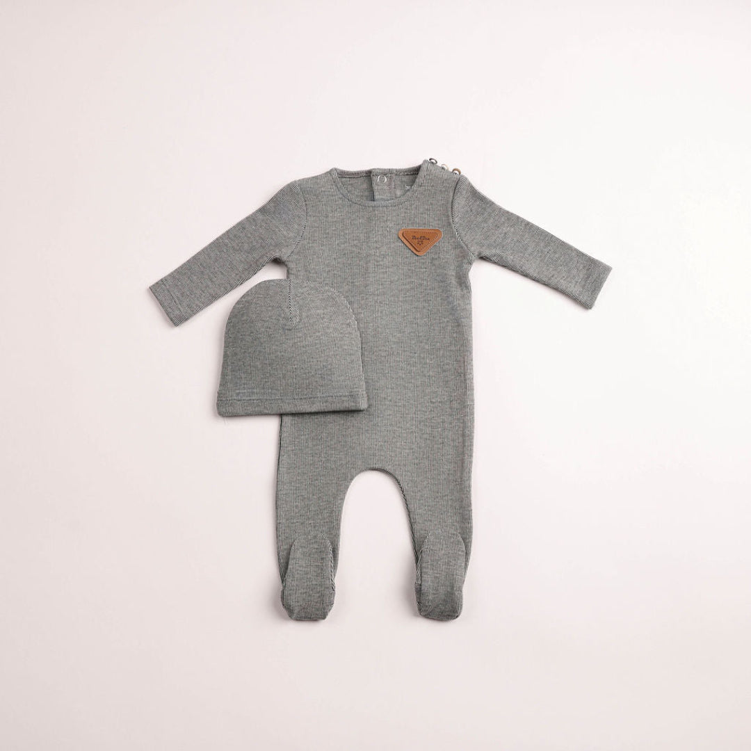Charcoal Cozy Cotton Footie/Beanie