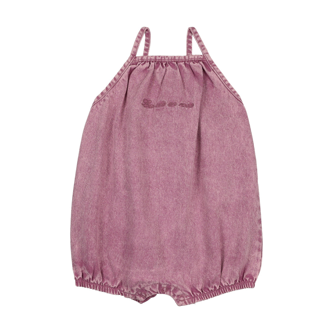 Mauve Denim Short Bubble Romper