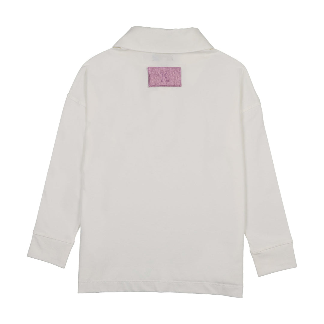 White/ Mauve Trim Teen Oversized Tshirt
