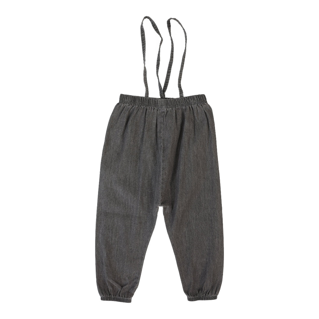 Grey Wash Bubble Suspender Pants