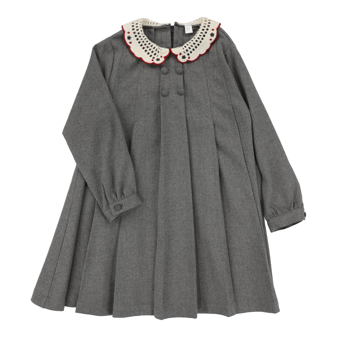 Mid Grey Crochet Collar Dress