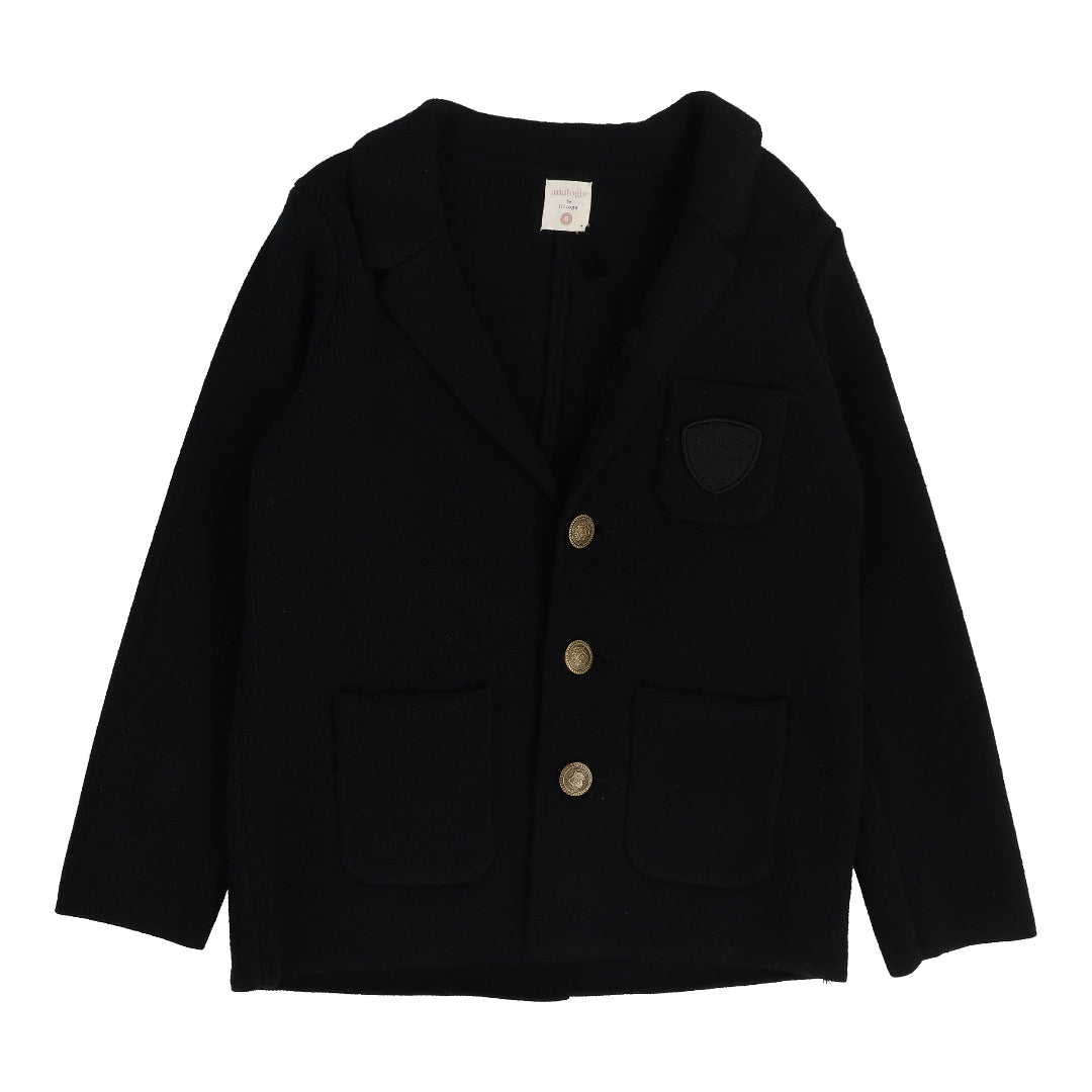 Black Crest Knit Blazer