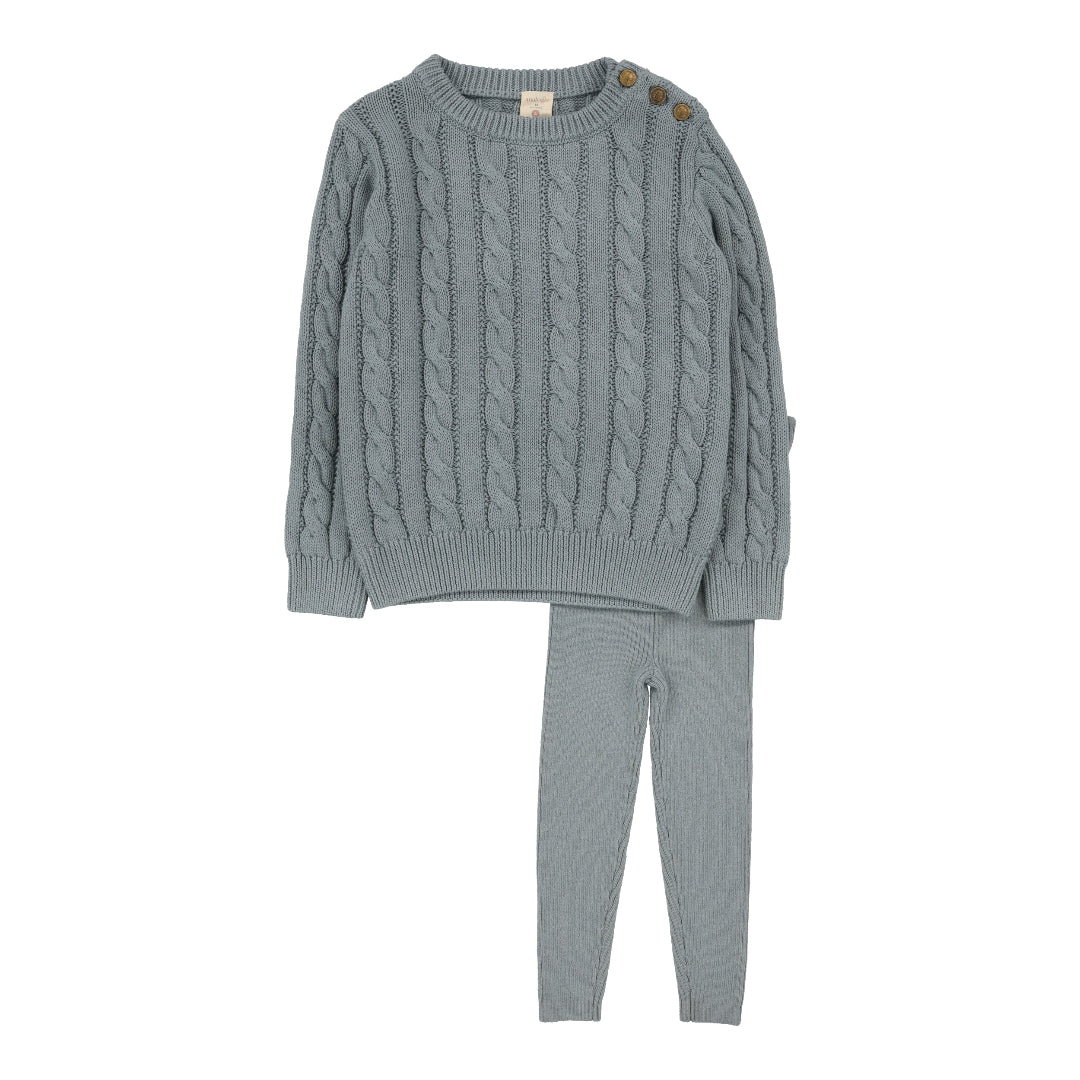 Dusty Blue Cable Knit Set