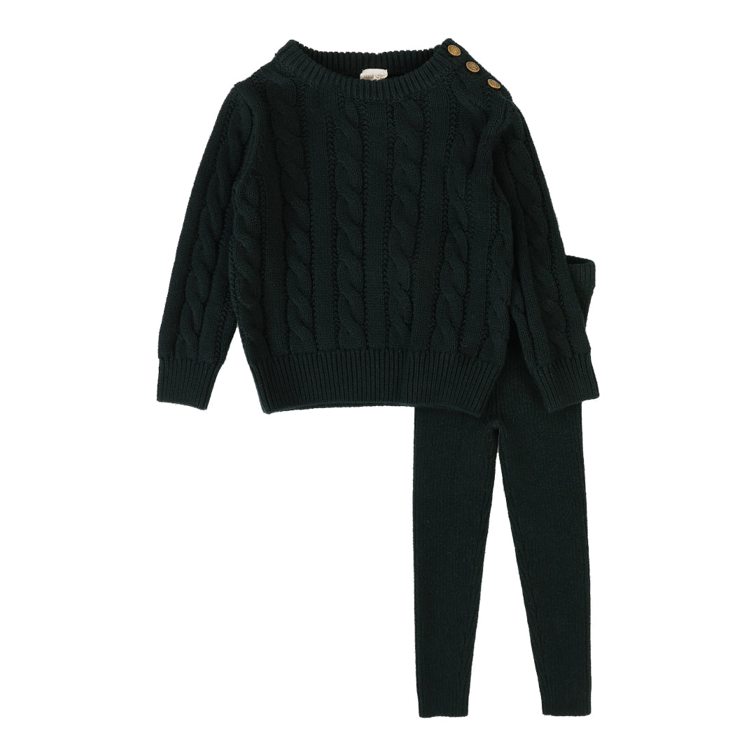 Hunter Green Cable Knit Set