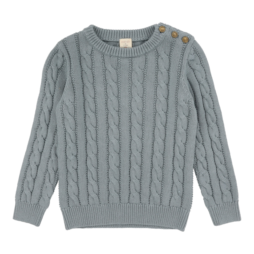Dusty Blue Cable Knit Sweater