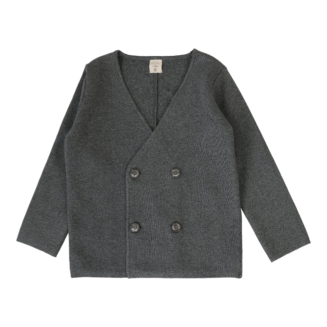 Mid Grey Double Breasted Knit Blazer