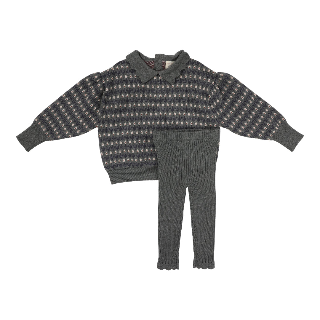 Mid Grey Floral Knit Set